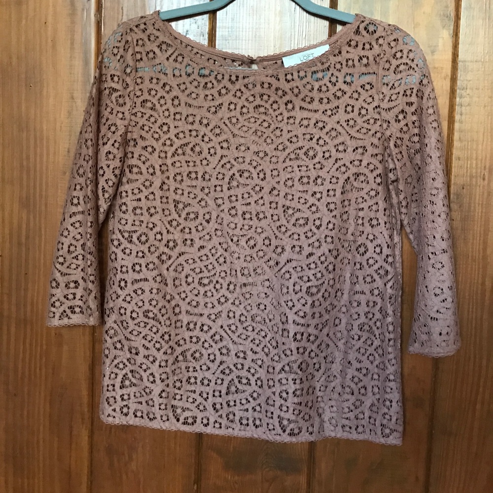 Ann Taylor Loft 3/4 Sleeve Lace Blouse